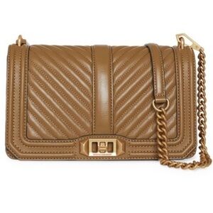 Rebecca Minkoff Tan Chevron Quilted Love Leather Crossbody